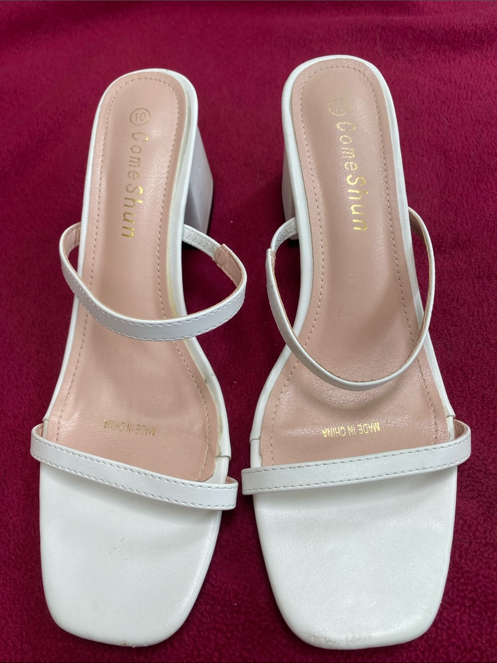 White Strappy Block Heel Sandals